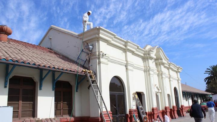 Imágen de la prueba hidráulica a reparaciones Ex Estación de Ferrocarriles