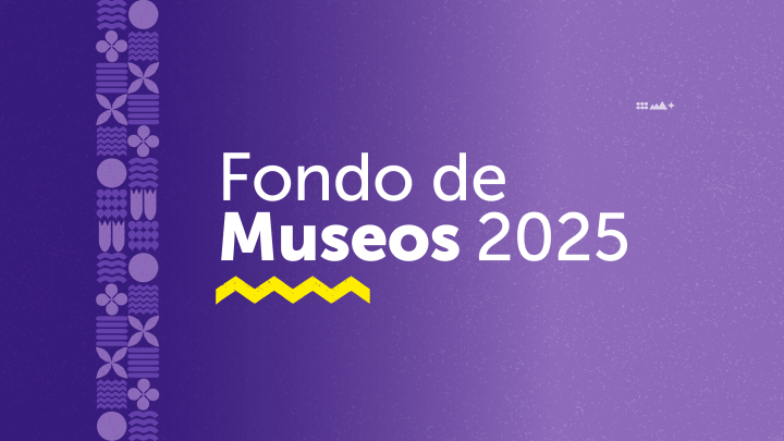 Letras blancas sobre fondo morado, que dicen 'Fondo de Museos 2025'