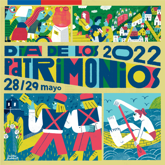 Detalle de afiche promocional en que se ven animaciones en la Celebración de Catimbo y un Tipati de Isla de Pascua